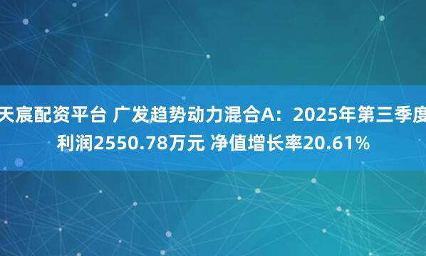天宸配资平台 广发趋势动力混合A：2025年第三季度利润2550.78万元 净值增长率20.61%